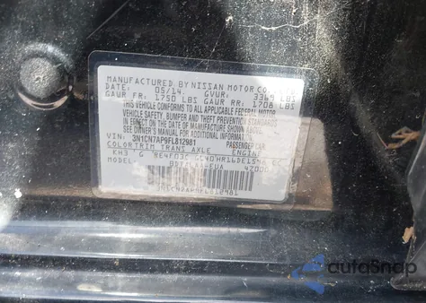 2015 Nissan Versa 1.6 S from USA, damaged, VIN 3N1CN7AP9FL812981